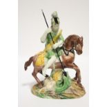 A LATE 18th Century RALPH WOOD TYPE STAFFORDSHIRE POTTERY EQUESTRIAN GROUP OF ST. GEORGE & THE