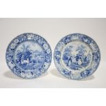 An early 19th century Rogers blue transfer “Drama” series 10" plate decorated with a scene titled “