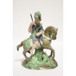 A LATE 18th Century RALPH WOOD TYPE STAFFORDSHIRE POTTERY EQUESTRIAN GROUP OF ST. GEORGE & THE