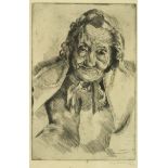 UNDERWOOD, Leon (1890-1975). Two black & white etchings, portrait studies: “Granny Ashdown”; & a