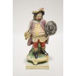 A Wood & Caldwell pearlware standing figure of James Quin as Falstaff holding his sword & shield,