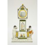 AN EARLY 19th century PRATT-WARE WATCH STAND by DIXON, AUSTIN, & Co., in the form of a longcase