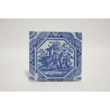 A rare 18th century Liverpool (Sadler & Green) delft tile printed in blue with “Lady & Gentleman