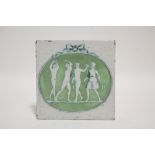 An 18th century Liverpool (Sadler & Green) delft 5" tile printed in green with four classical