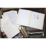 A late 19th/early 20th century leather-bound scrap album containing numerous greetings cards,