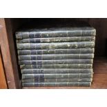 Eleven bound volumes of Punch magazine, 1841-1847, green calf spines & marbled boards, numbered 1 to