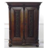 A late 19thC Belgian mahogany armoire wi