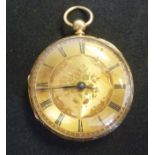 An 18ct gold cased pocket watch with flo