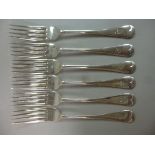 A set of six late Victorian silver Old E