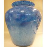 A Monart opaque blue glass vase of balus