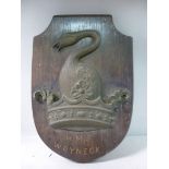 A 1930s cast bronze ship's plaque, on a