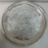 A late Victorian silver salver with brig