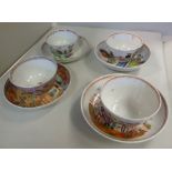 Four late 18thC New Hall porcelain tea b