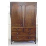 An early 19thC mahogany linen press, hav