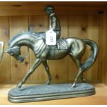 A modern Spelter figure, a mounted jocke