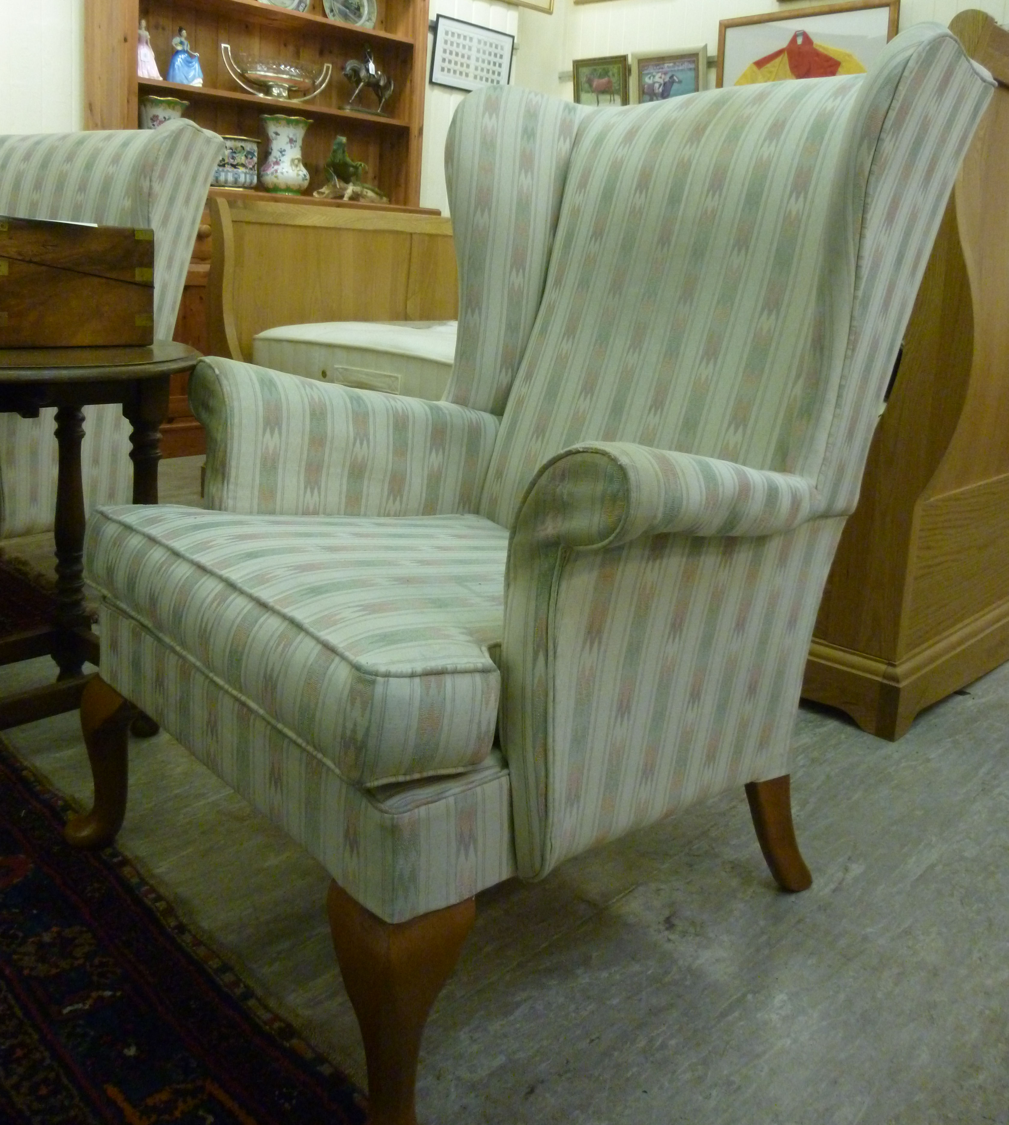 A pair of modern wingback armchairs, uph - Image 2 of 2