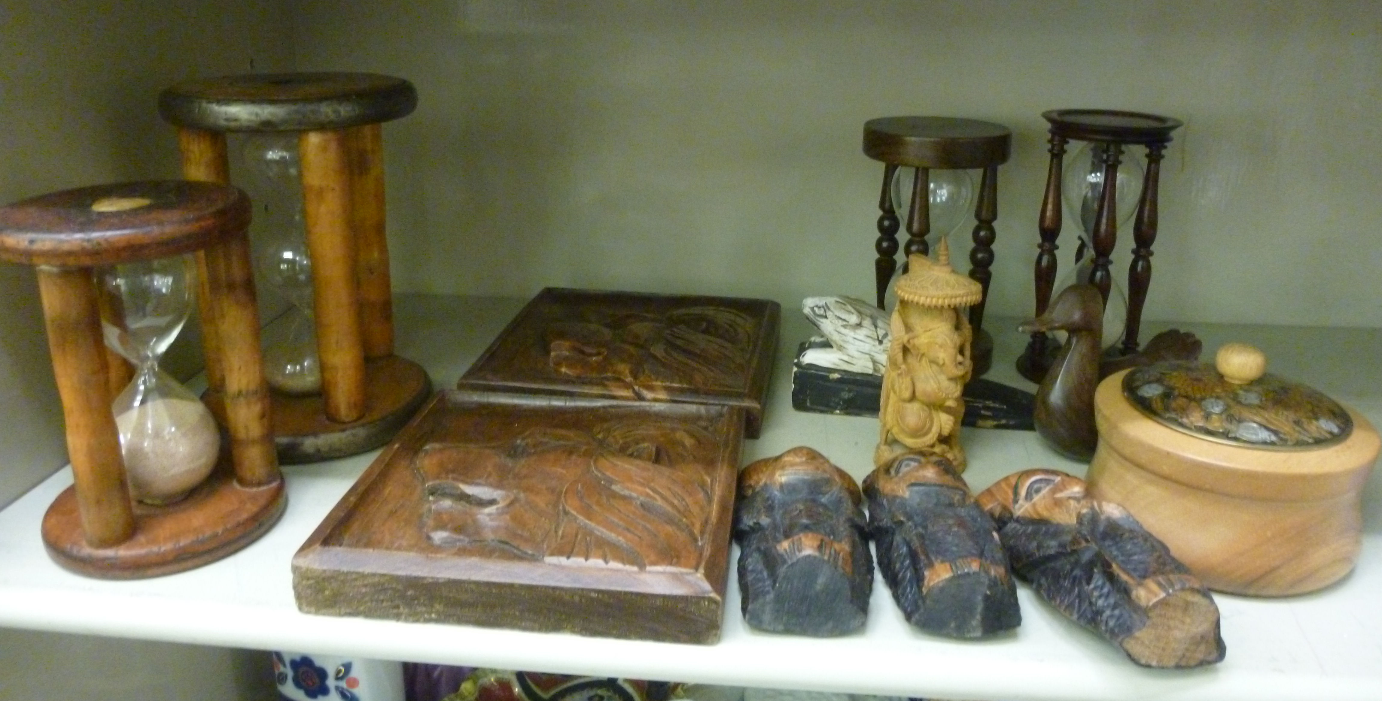 Carved wooden objects of purpose and orn