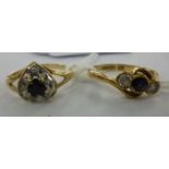 Two dissimilar 9ct gold rings, set with