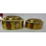 Two Royal Crown Derby china oval trinket