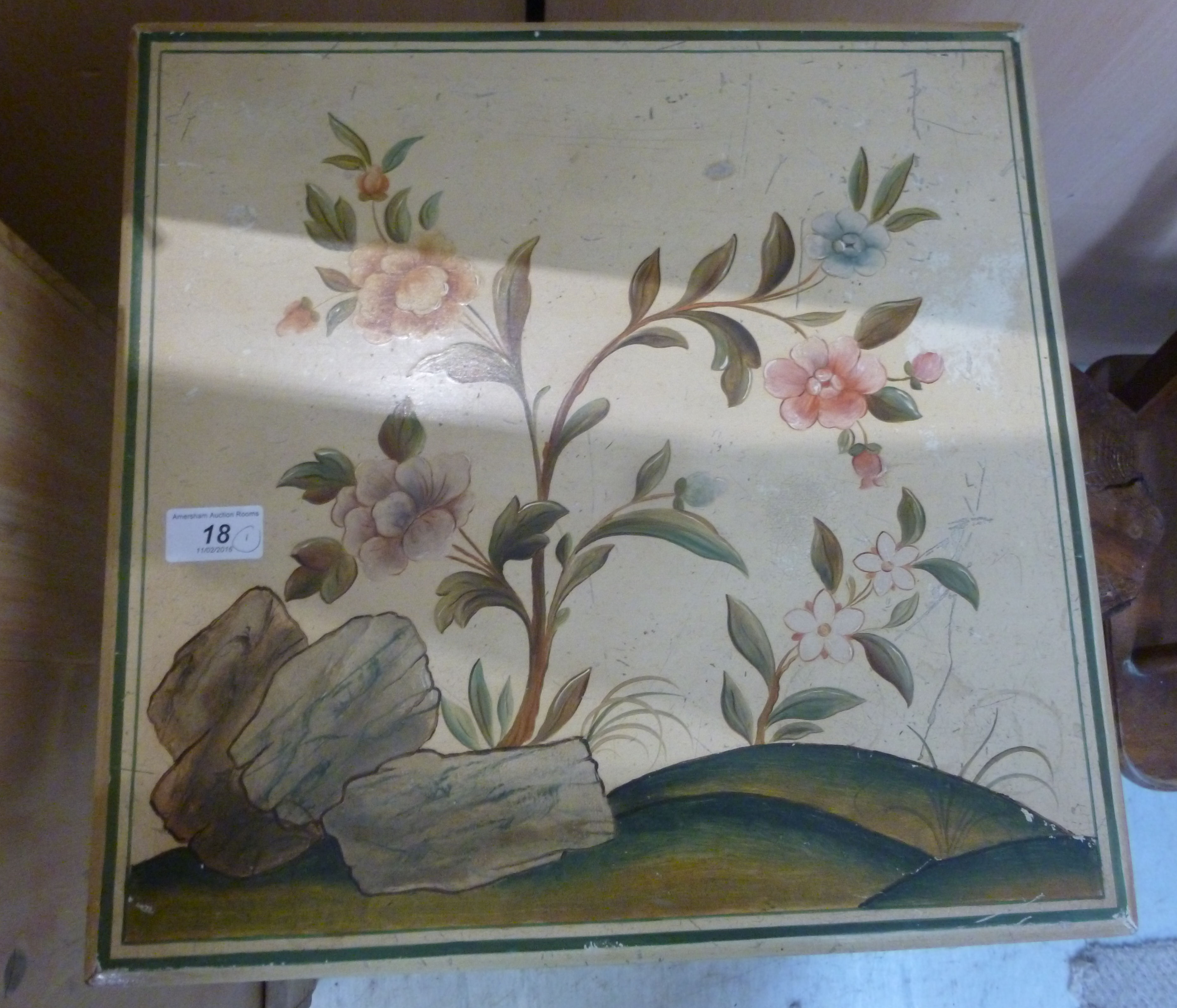 An early 20thC cream and floral painted - Image 2 of 2