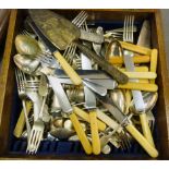 Silver plated and other flatware in a fa