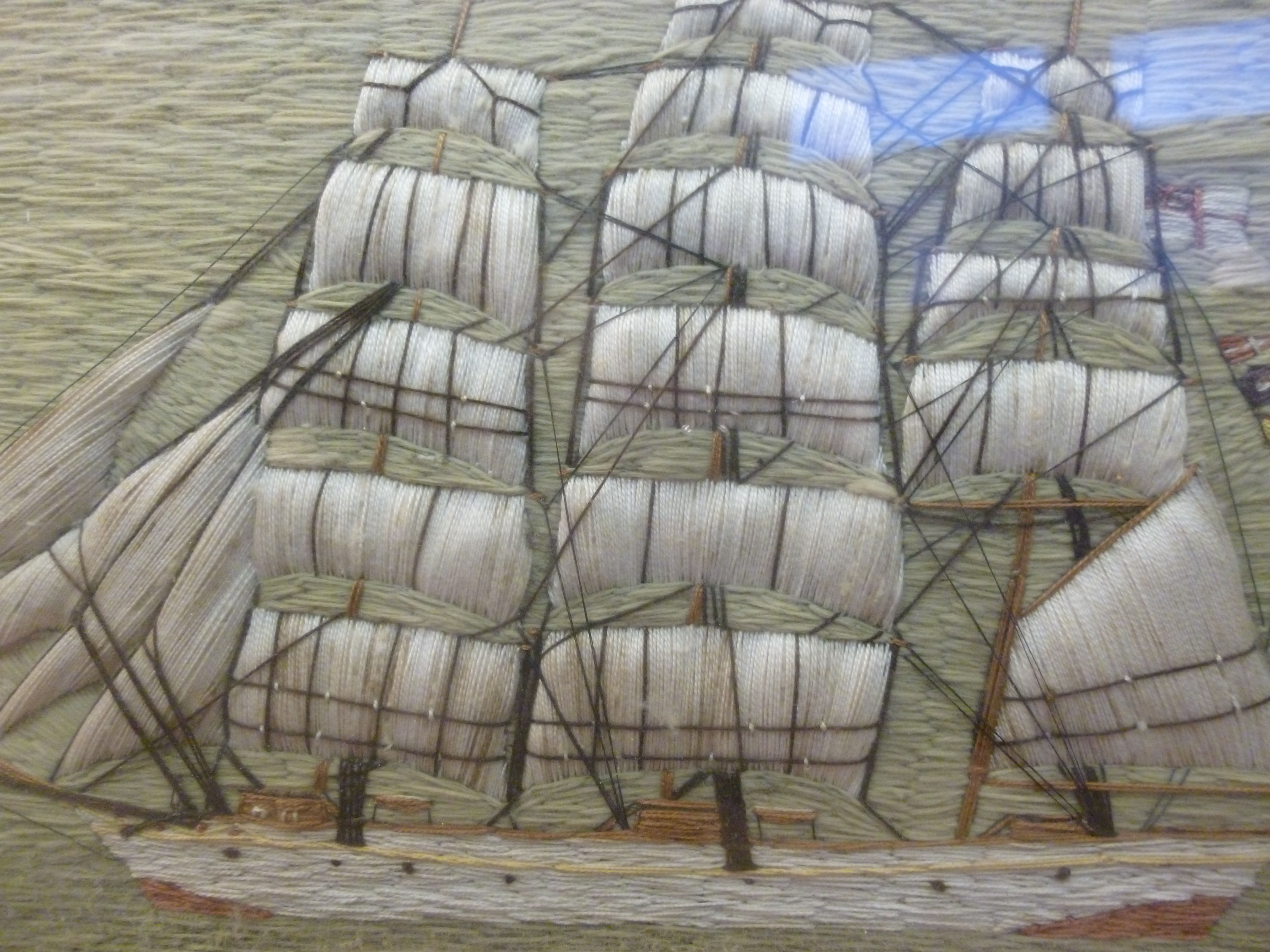 A mid 19thC sailor's woolwork picture, a - Image 2 of 3