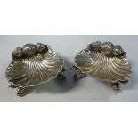A pair of mid Victorian silver shell sha