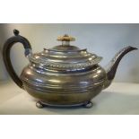 A George III silver teapot of oval ogee