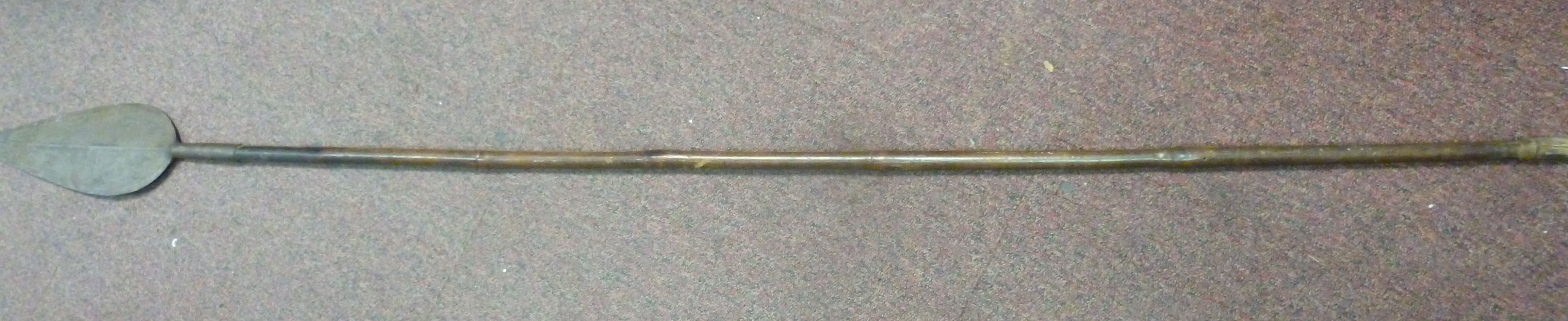A native spear, the broad flattened stee