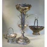 A silver epergne, comprising a central t