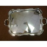 An Edwardian silver plated serving tray,