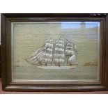 A mid 19thC sailor's woolwork picture, a