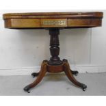 A Regency rosewood card table with lacqu