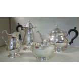 A Georgian style four piece silver tea s