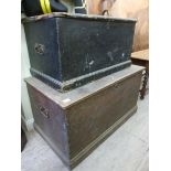 A late Victorian stained pine box, havin