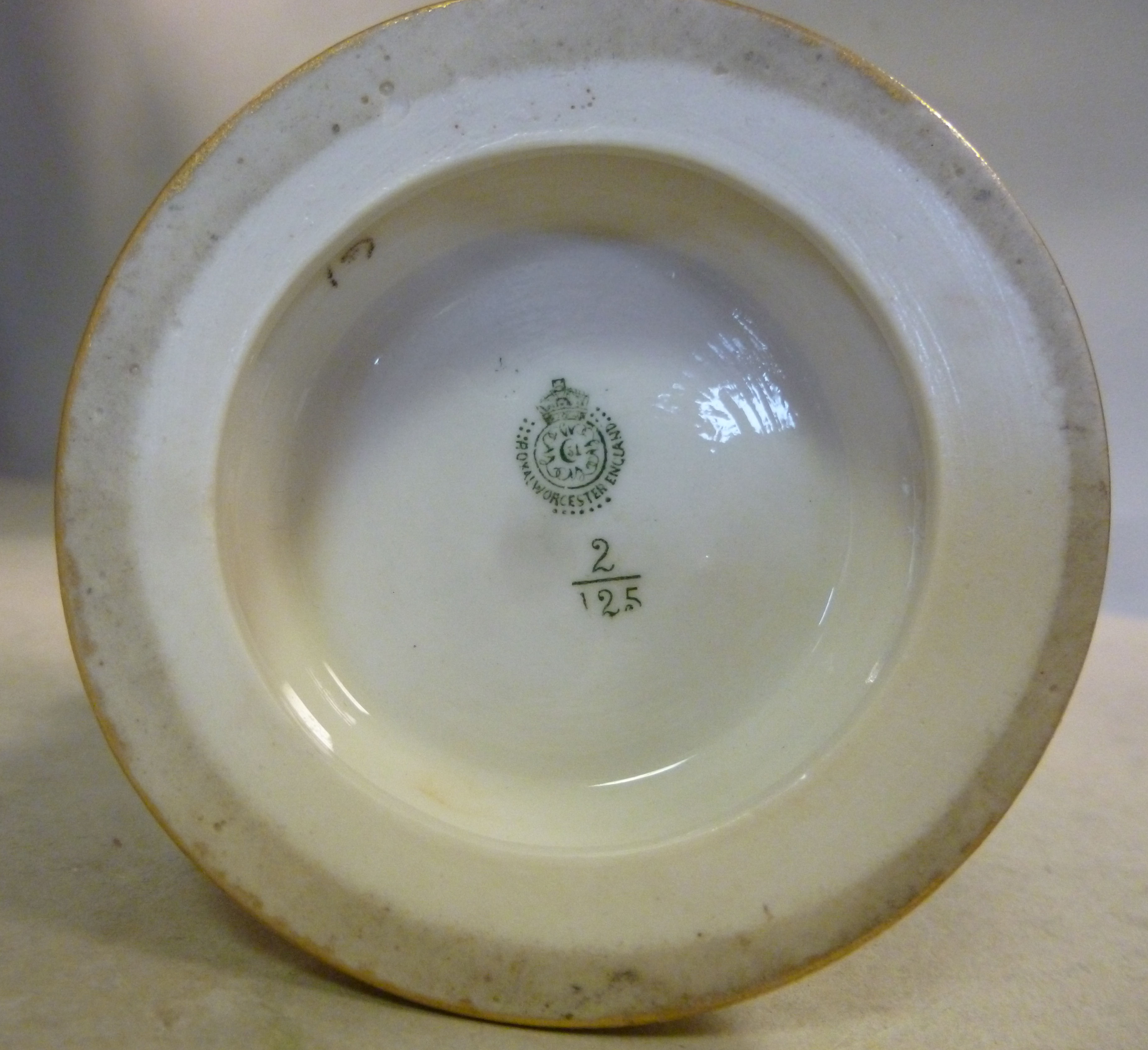 A Royal Worcester gilded satin green and - Image 4 of 4