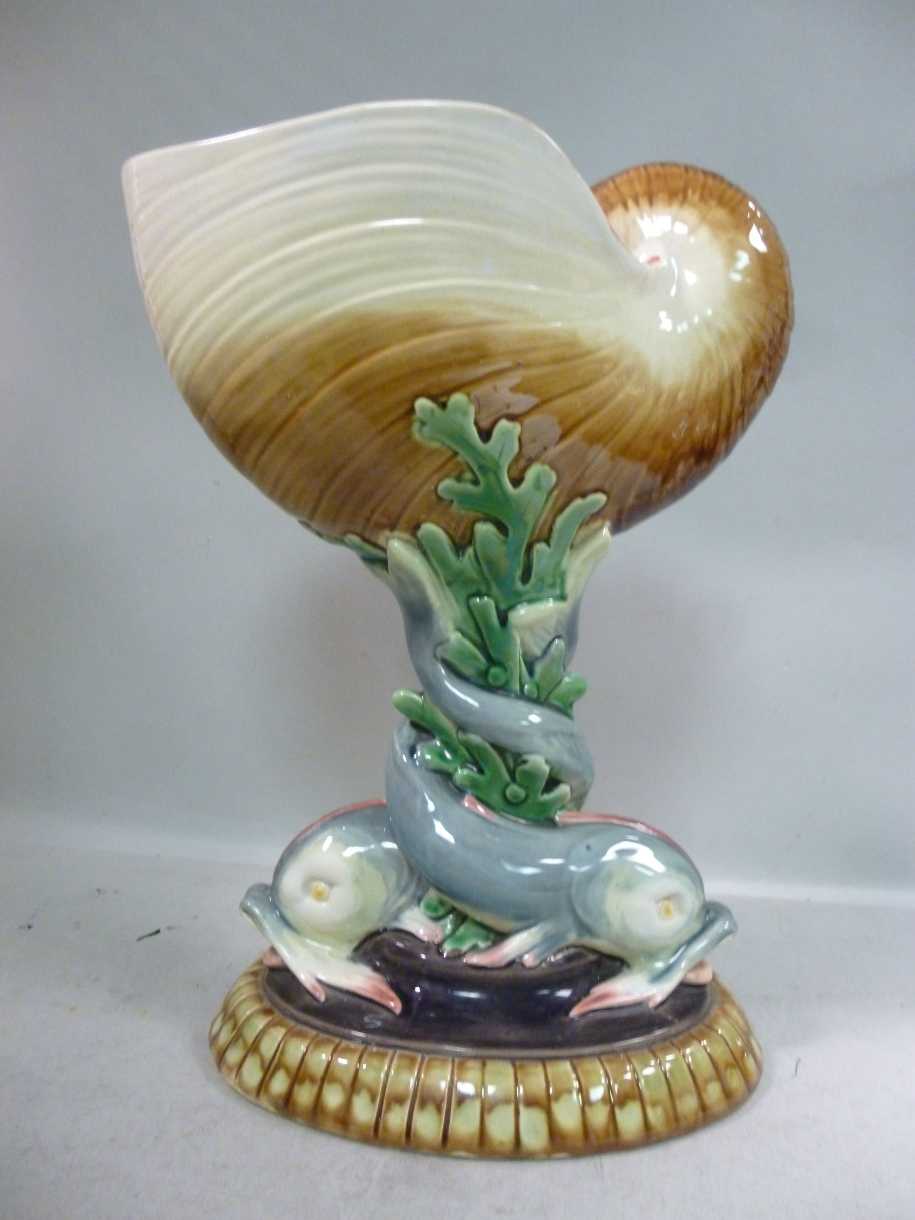 A Minton china nautilus shell design vas - Image 3 of 7