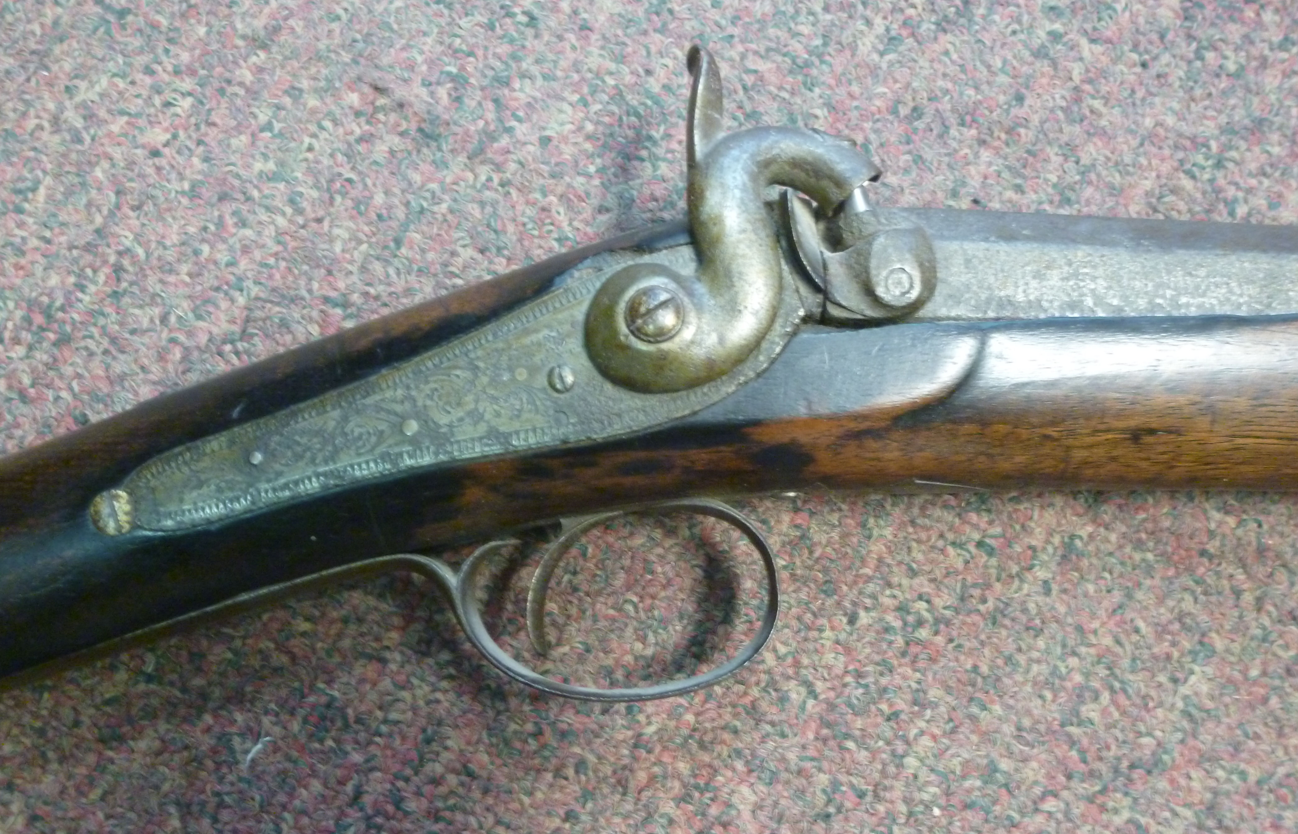 A mid 19thC percussion action rifle with - Image 2 of 4