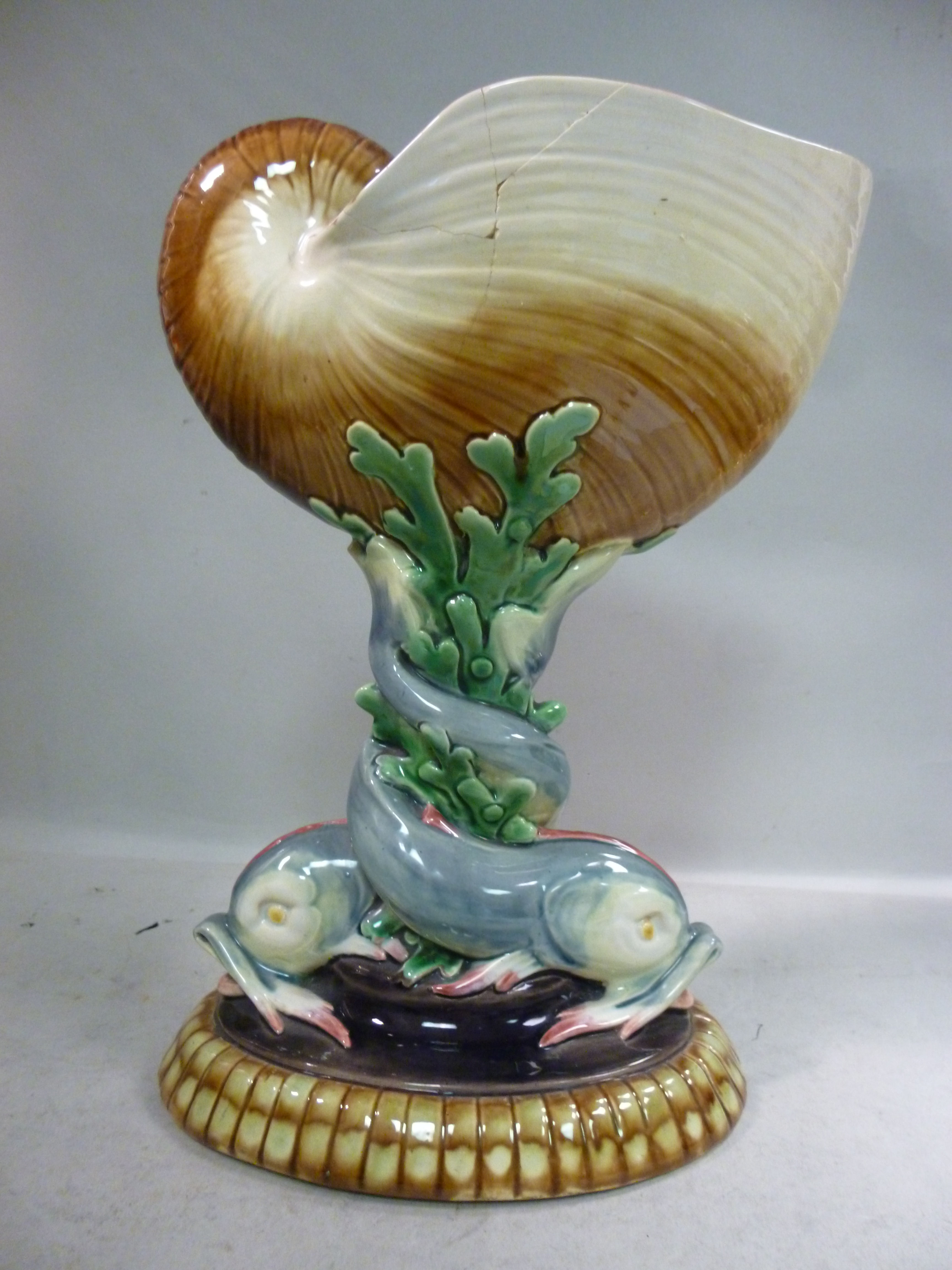 A Minton china nautilus shell design vas