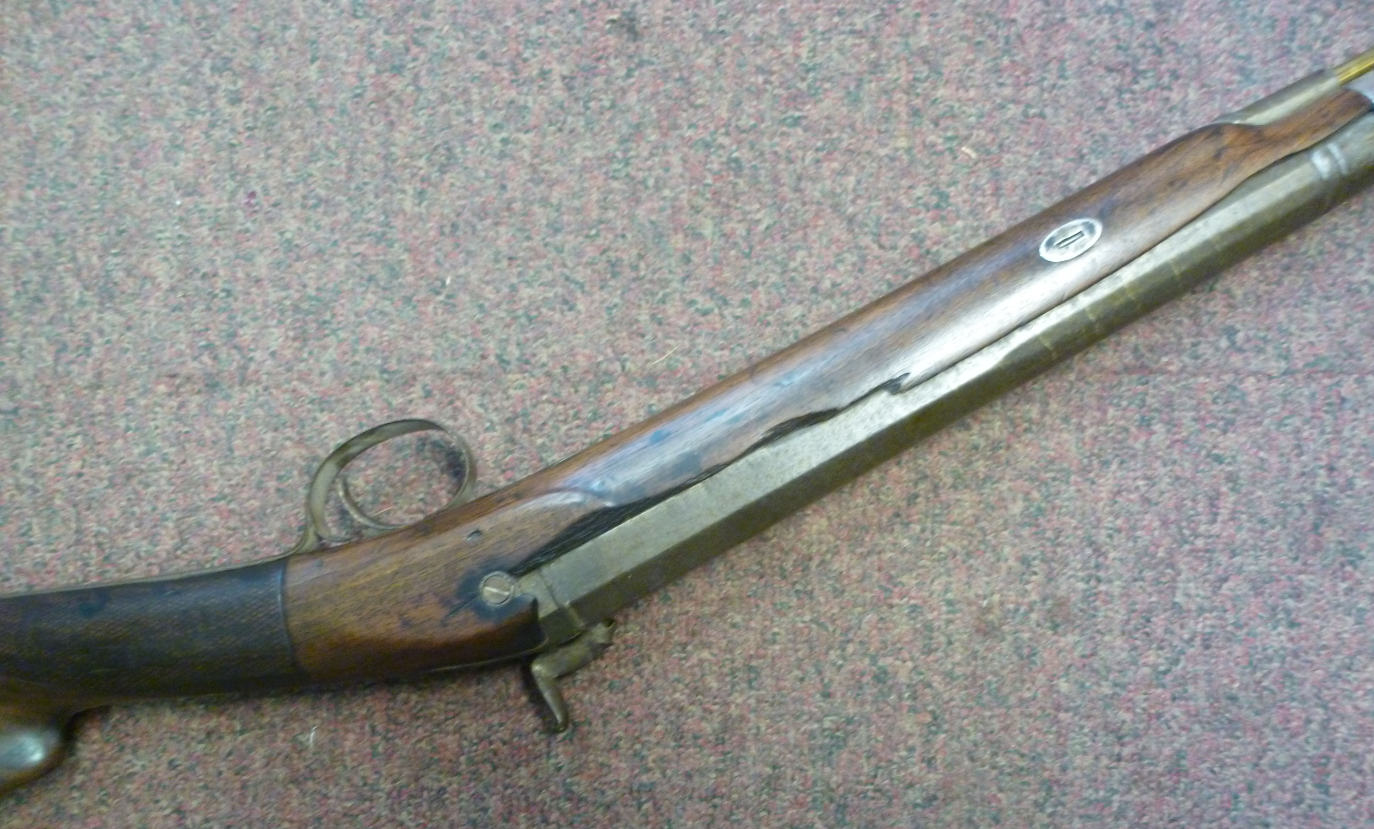 A mid 19thC percussion action rifle with - Image 4 of 4