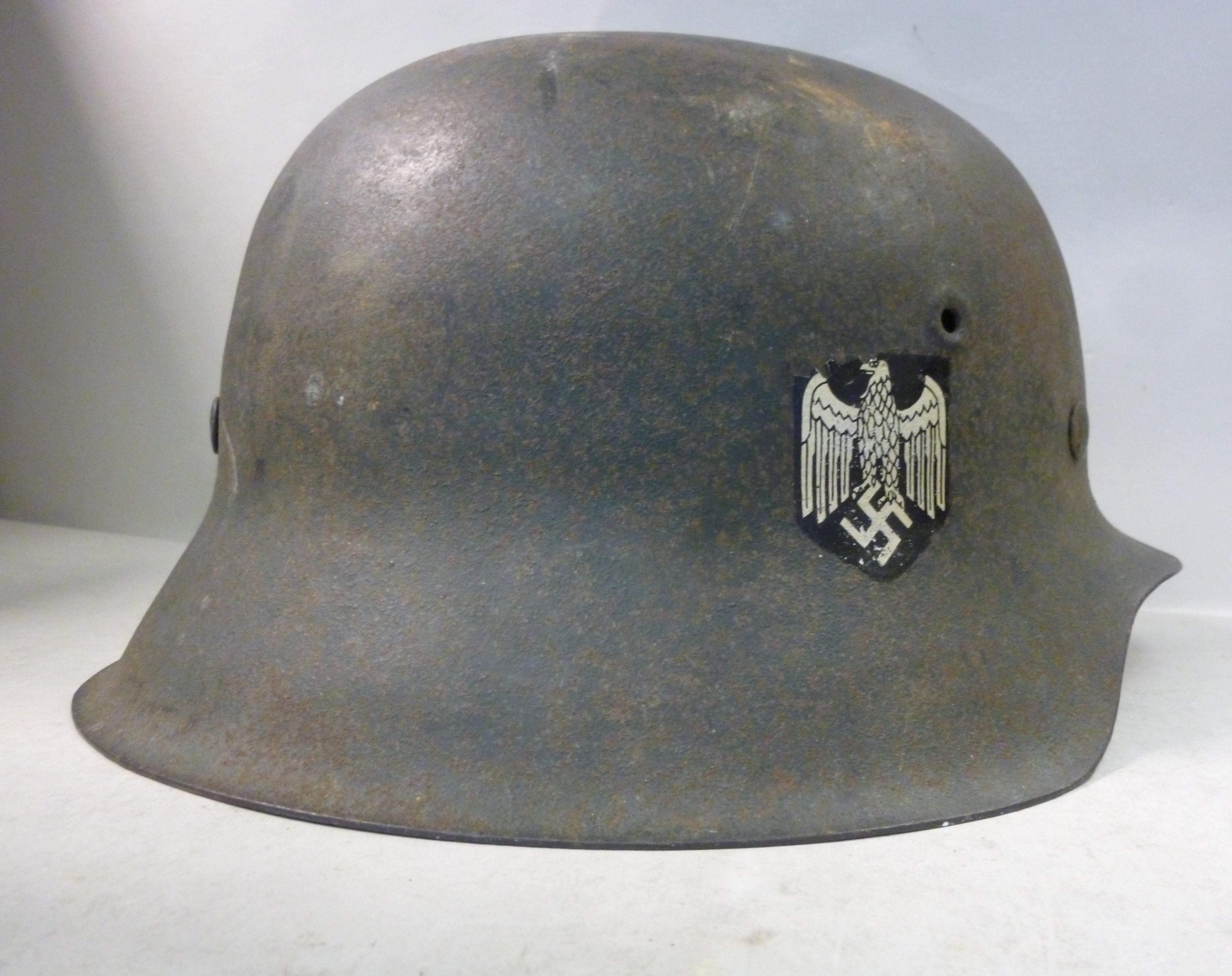 A German World War II green painted stee