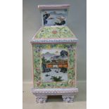 A 20thC Chinese porcelain square box vas