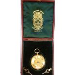 An 18ct gold cased pocket watch with bri