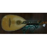 A mandolin with a fretworked soundbox ap