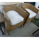 A pair of modern woven cane tub chairs,