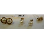 Three dissimilar pairs of 9ct gold and p