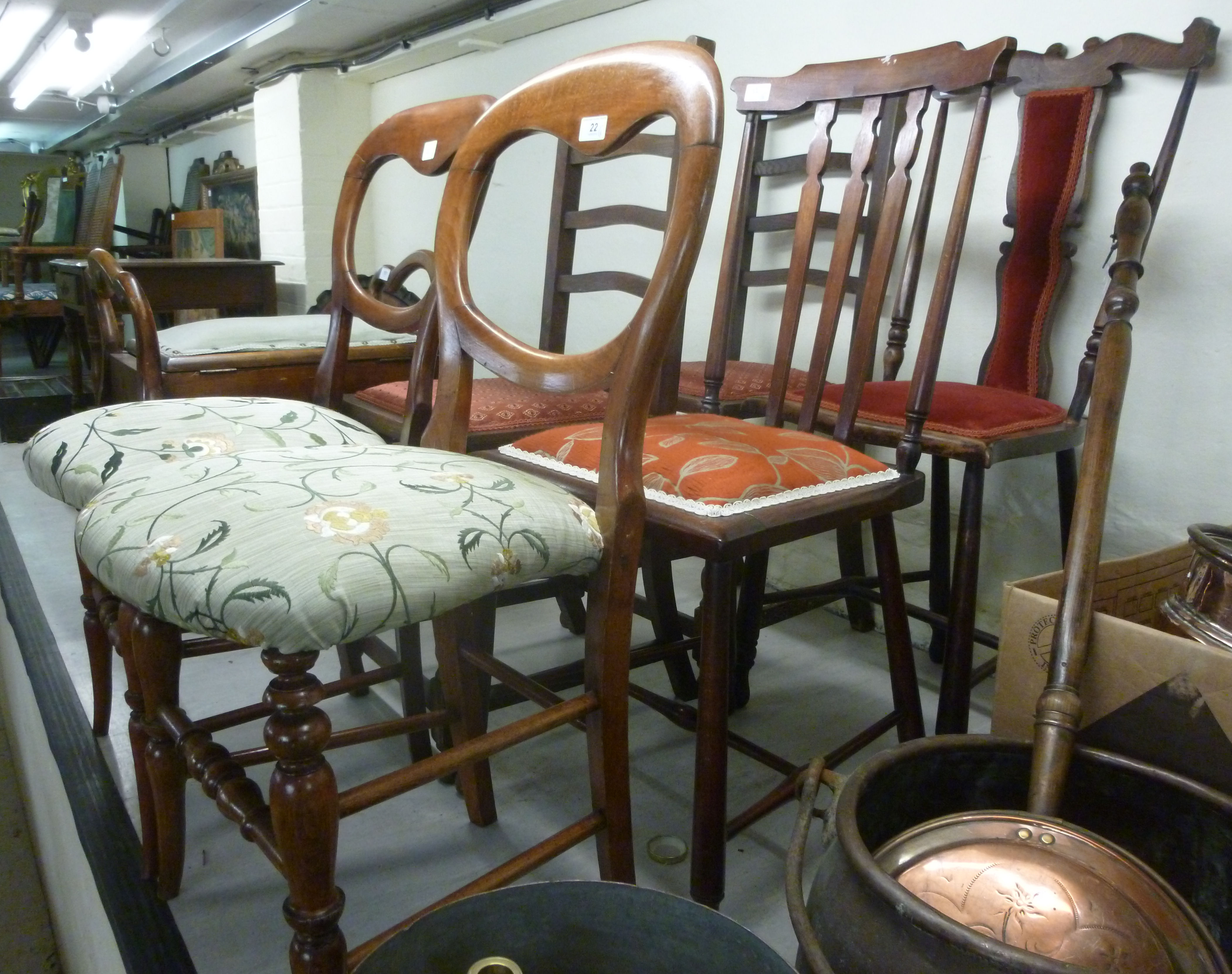 Six various late 19th/early 20thC chairs