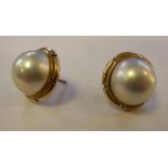 A pair of 9ct gold mabe pearl earrings
