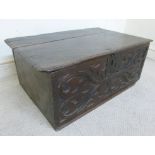 A late 17th/18thC boarded oak bible box,