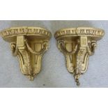 A pair of late 19thC gilt gesso wall bra